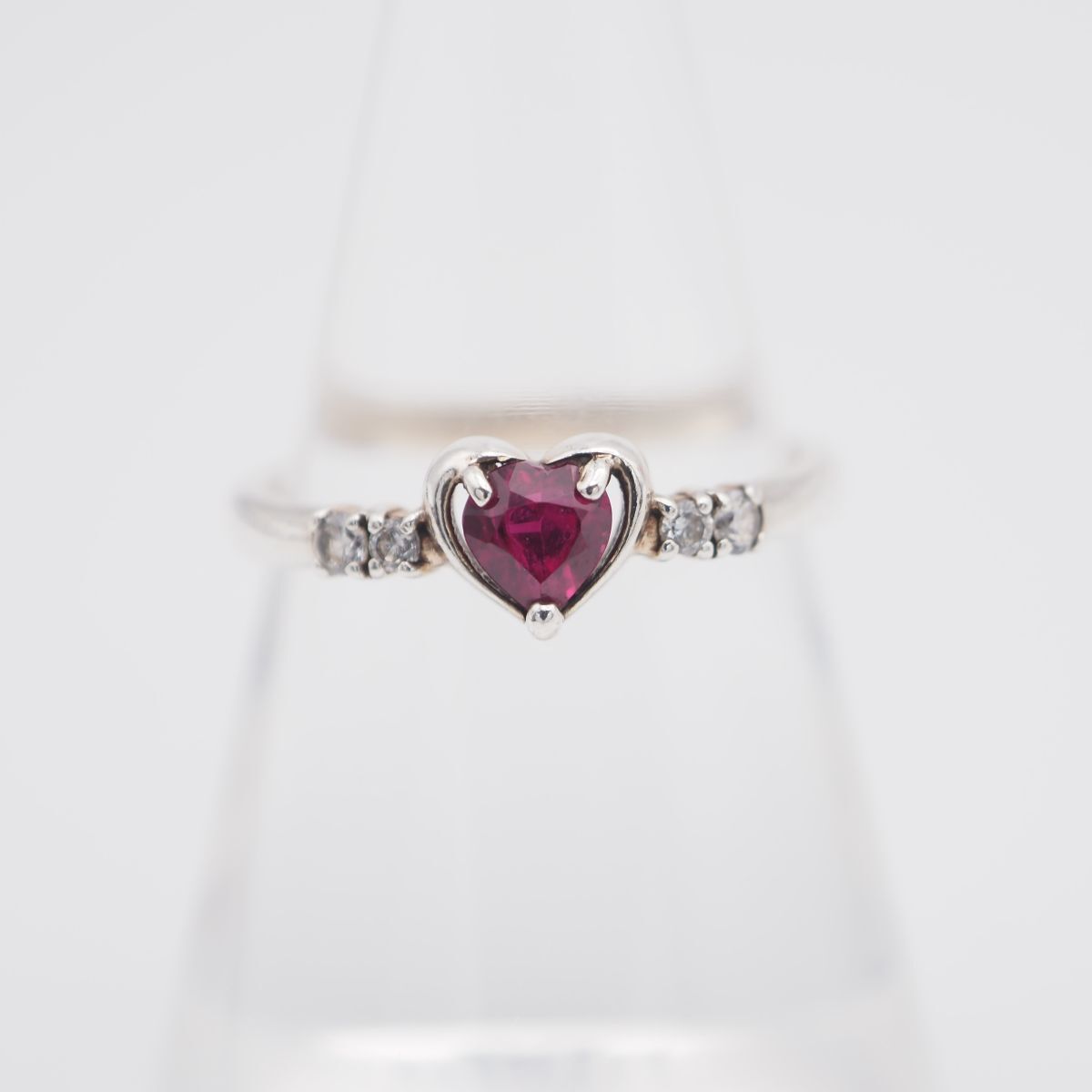 L400 ルビー? ピンクスピネル? ダイヤモンド風 Ag950 PD刻印 リング