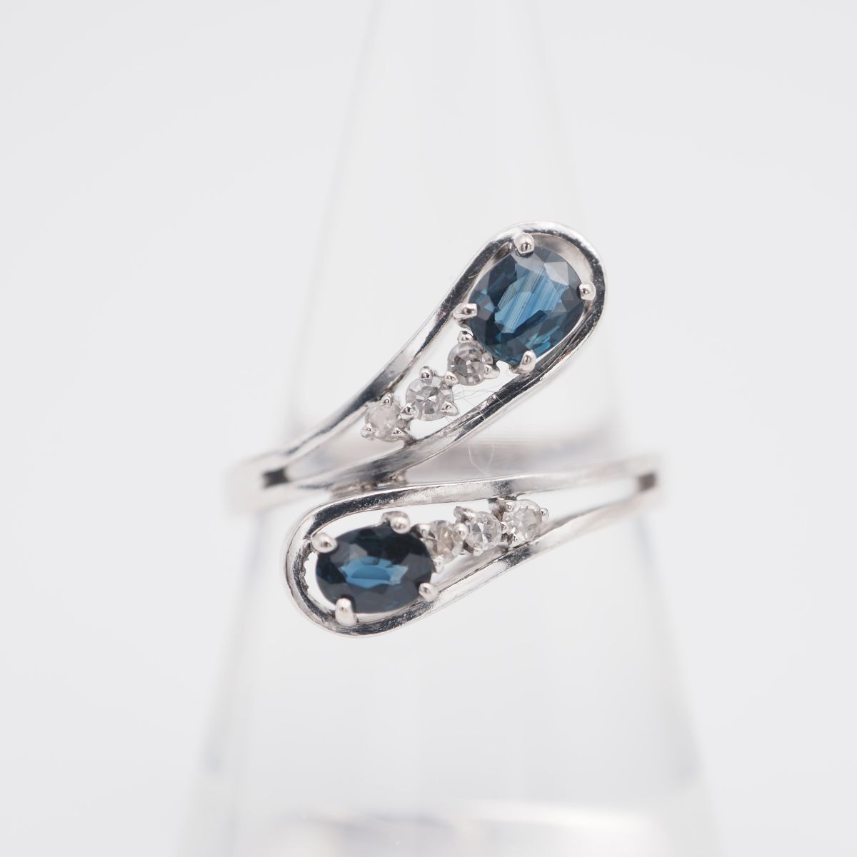 L 369 サファイア ブルースピネル ダイヤモンド 925刻印 リング デザイン シルバー 指輪 誕生石 13号