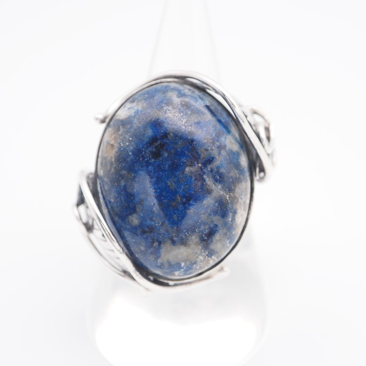 L 450 大粒 ソーダライト 925刻印 リング 大ぶり デザイン シルバー 指輪 ヴィンテージ 20号