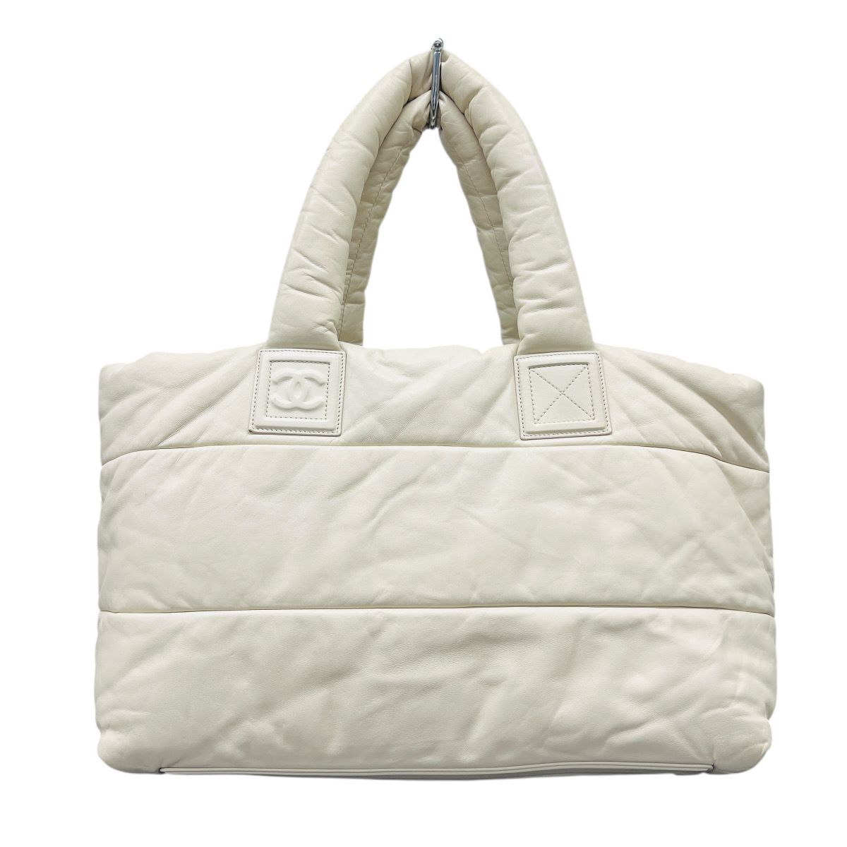 CHANEL シャネル コココクーン GM トートバッグ ココマーク ラムスキン レザー 12番台シリアル ブティックシール付き ホワイト アイボリー ラージ ハンドバッグ ABランク 鑑定済