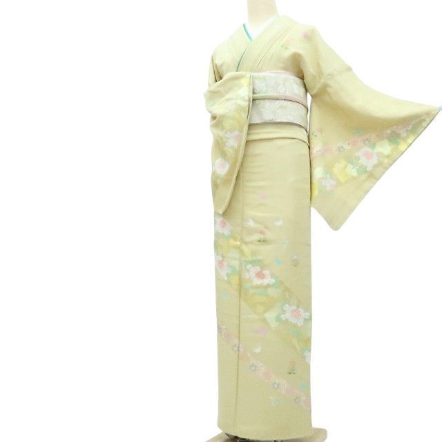 百華❀Y4234◇金駒刺繡 仕付け糸付 手縫い仕立て 正絹 訪問着 着物