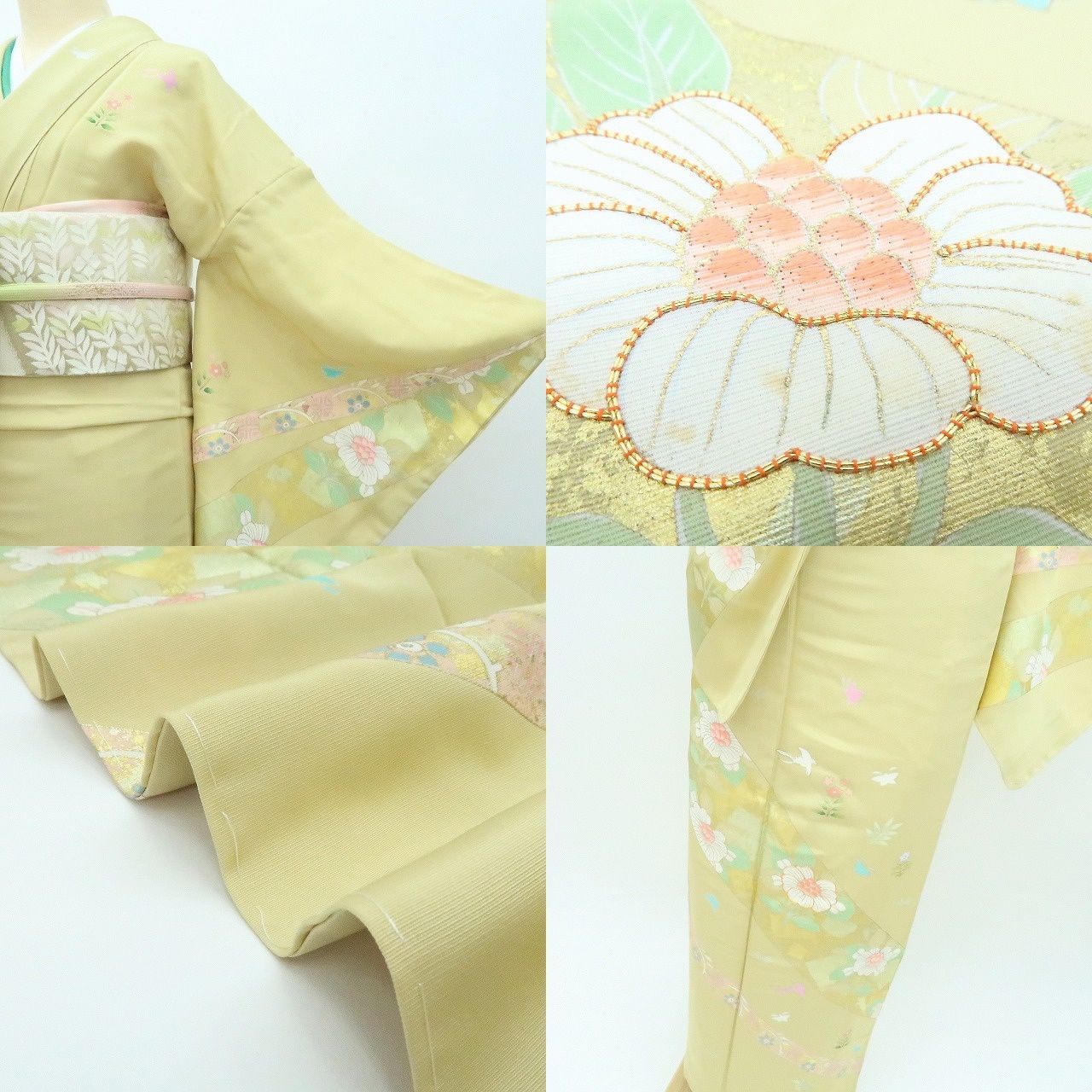 百華❀Y4234◇金駒刺繡 仕付け糸付 手縫い仕立て 正絹 訪問着 着物