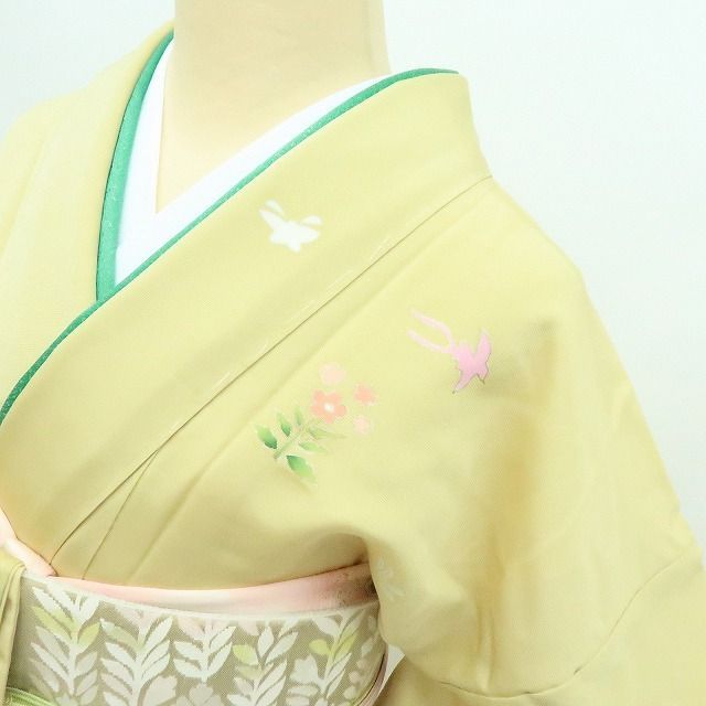 百華❀Y4234◇金駒刺繡 仕付け糸付 手縫い仕立て 正絹 訪問着 着物