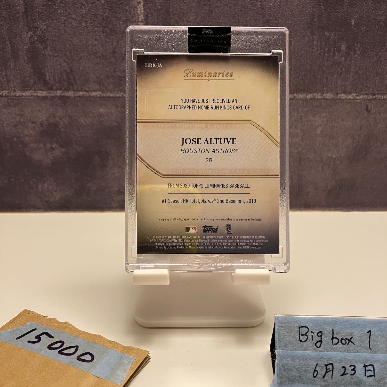 2020 Topps Jose Altuve 02 10 直筆サインカード Houston Astros Luminaries Home Run Kings カード