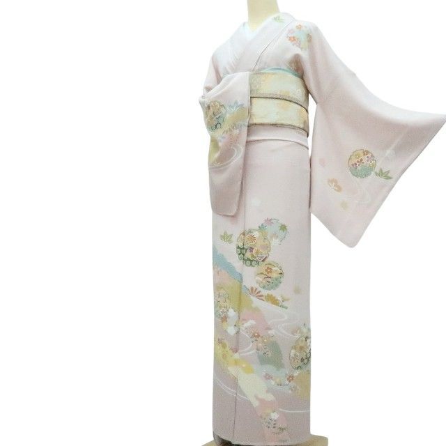 百華❀Y4235◇鈴乃屋謹製 金駒刺繡 仕付け糸付 手縫い仕立て 正絹 桜