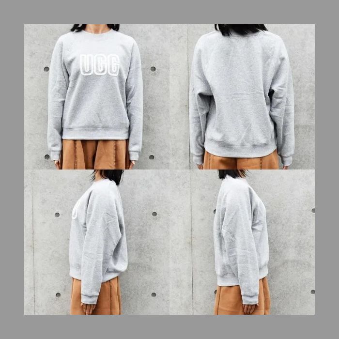 左腕 2025 AW 秋冬最 グレー UGG アグ レディース スウェットシャツ W LOGO ロゴ クルーネック 1171477 トレーナー スウェット 裏起毛 長袖