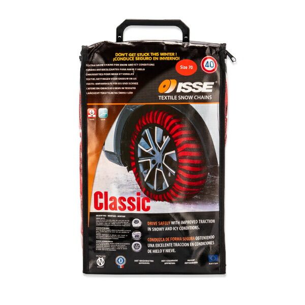  イッセ ISSE 布製 タイヤチェーン スノーソックス CLASSIC クラシックモデル レッド Snow Socks 簡単装着 滑り止め タイヤ滑り止め 冬 雪 58 ISE 90 その他 タイヤ ホイール