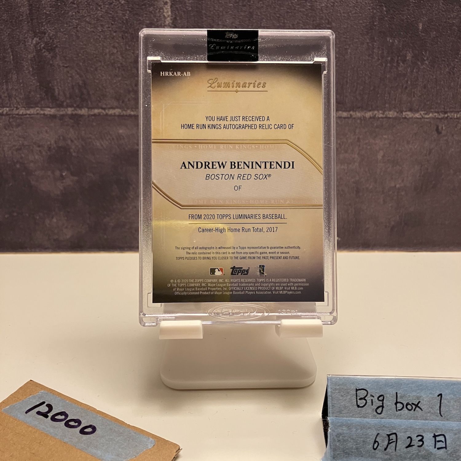 2020 Topps Andrew Benintendi 10 15 直筆サインカード Boston Red Sox Luminaries Home Run Kings ジャージ カード