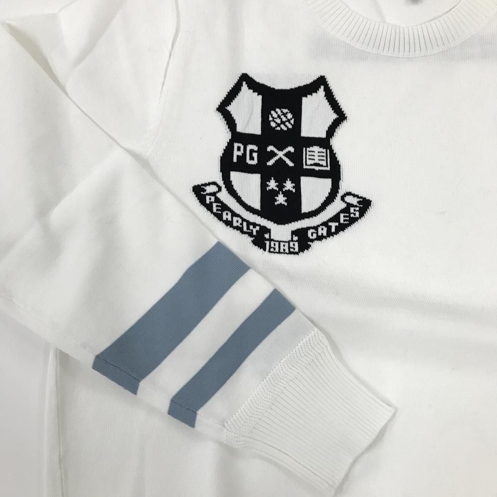 超美品】パーリーゲイツ セーター 白 袖2ライン ニット メンズ 6(XL