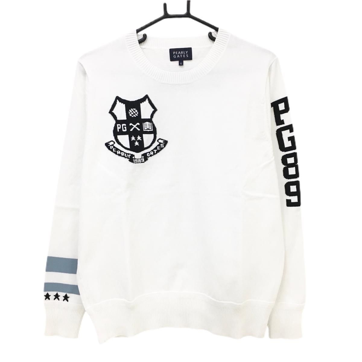 超美品】パーリーゲイツ セーター 白 袖2ライン ニット メンズ 6(XL