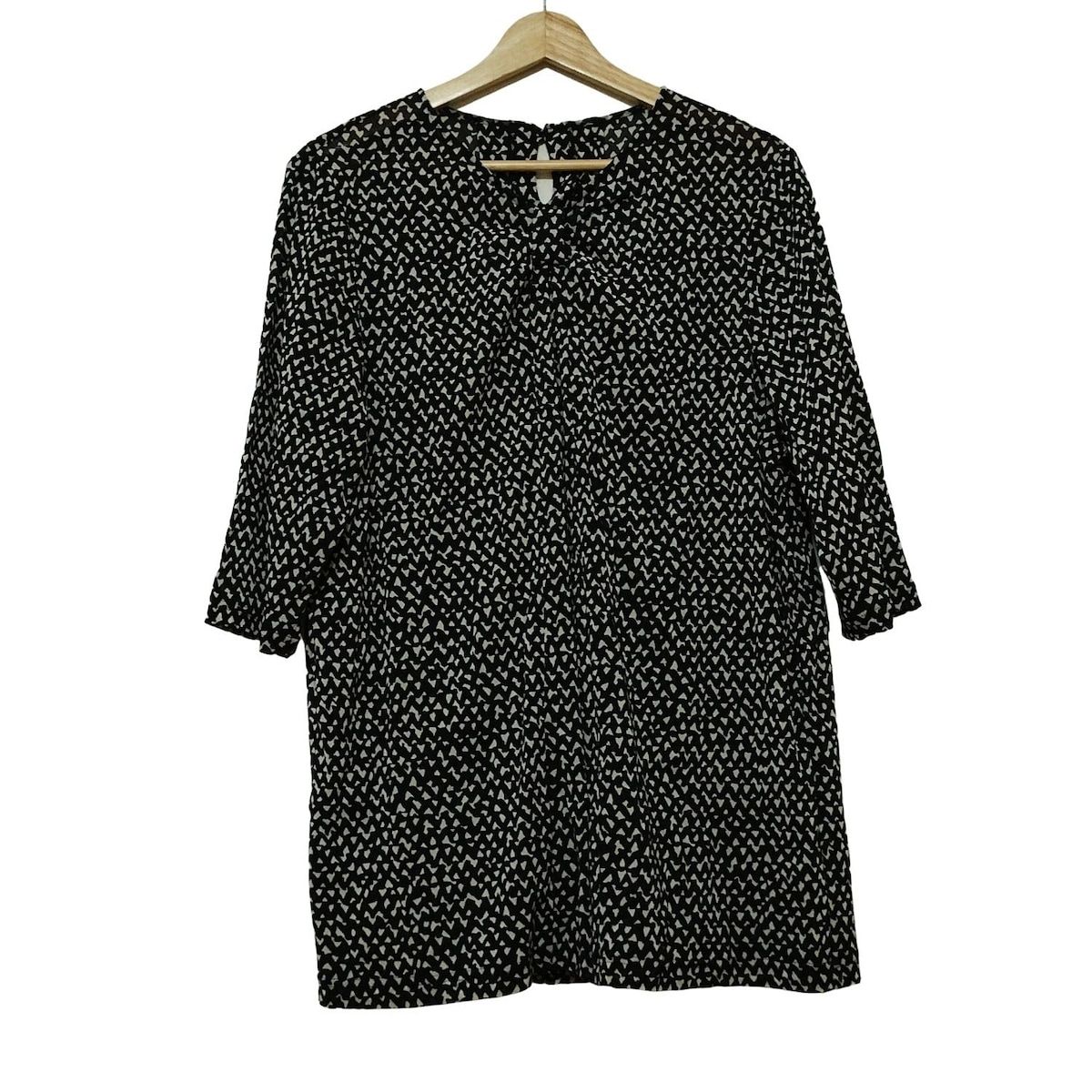 Leilian レリアン チュニック サイズ17 XL レディース 黒 白 七分袖