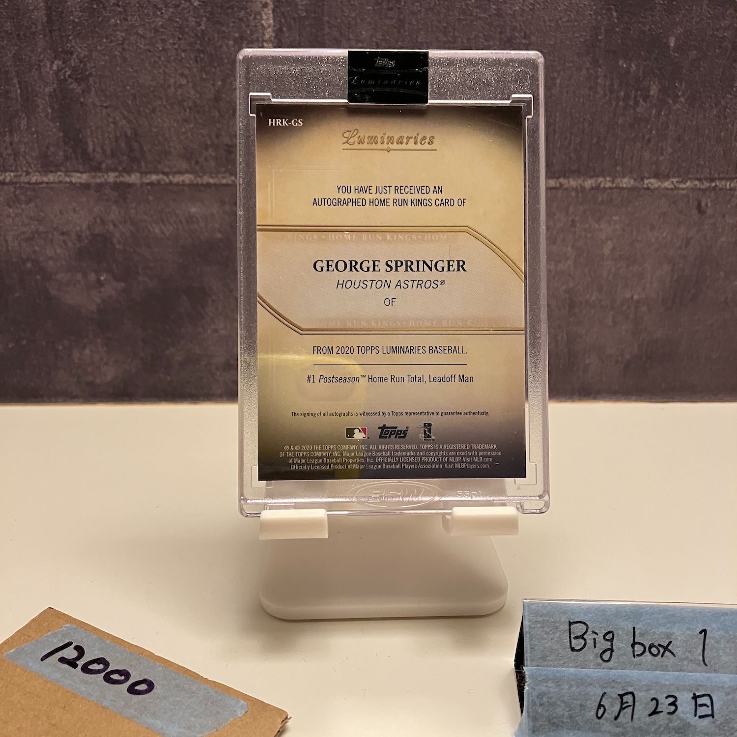2020 Topps George Springer 11 15 直筆サインカード Houston Astros Luminaries Home Run Kings カード