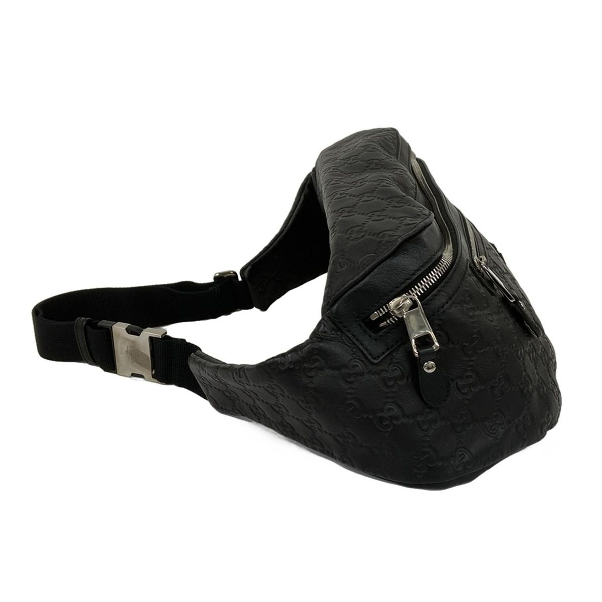 GUCCI グッチ ウエストポーチ シマライン シェリー ウェブ 246409 黒 レザー