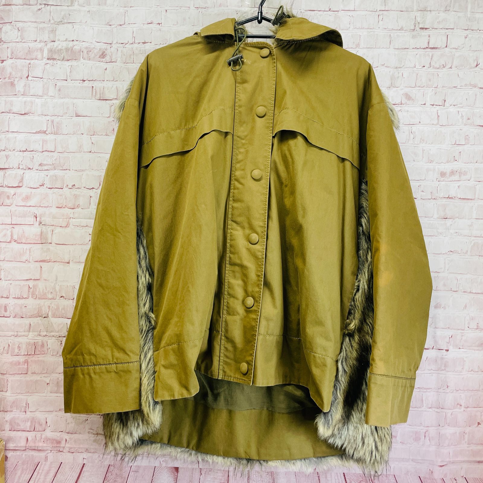 STELLA McCARTNEY ステラマッカートニー 474242 FUR ファー トリム モッズコート 40 カーキ