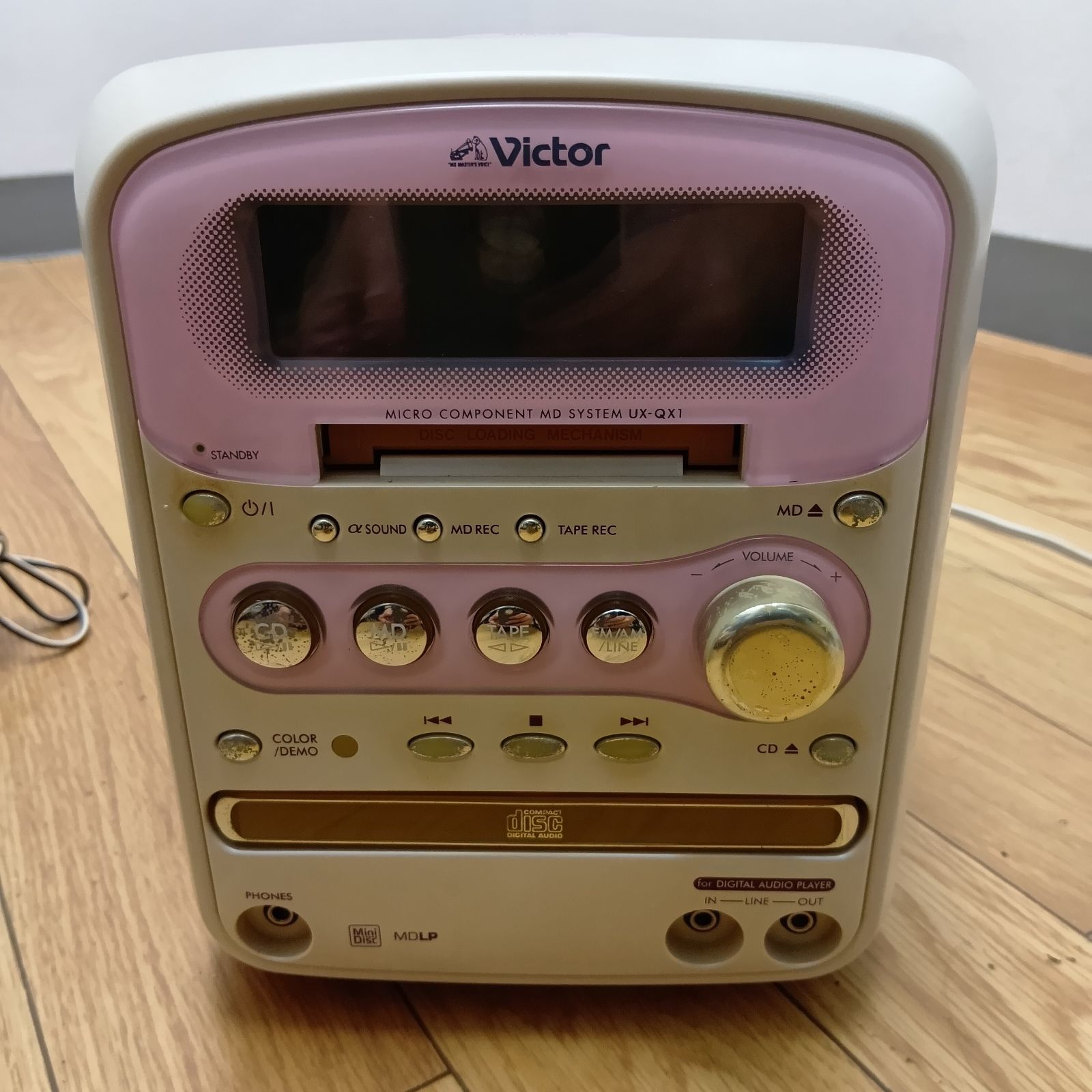 Victor マイクロコンポCD、MD、カセット、スピーカーセット ピンク