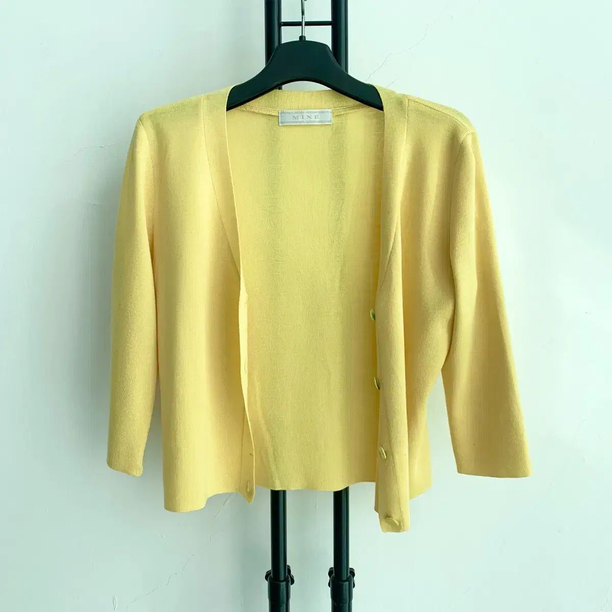 MINE マイン ウール シルク イエロー カーディガン