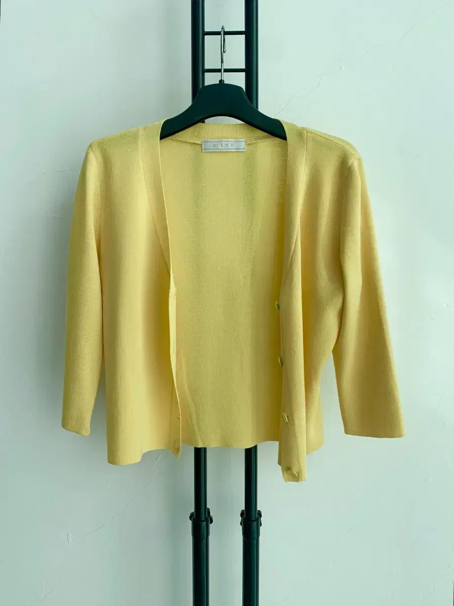 MINE マイン ウール シルク イエロー カーディガン