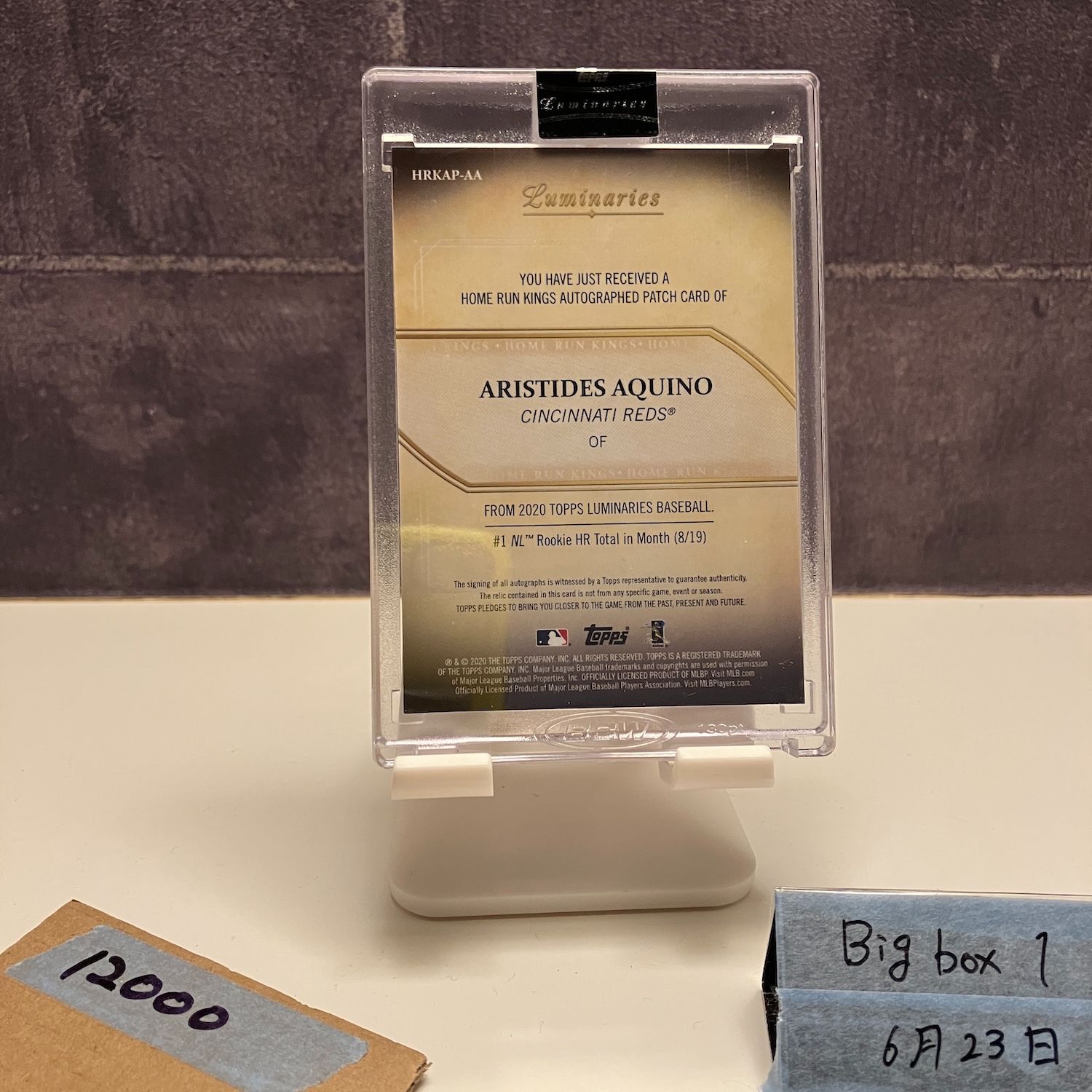 2020 Topps Aristides Aquino 07/15 直筆サインカード Cincinnati Reds