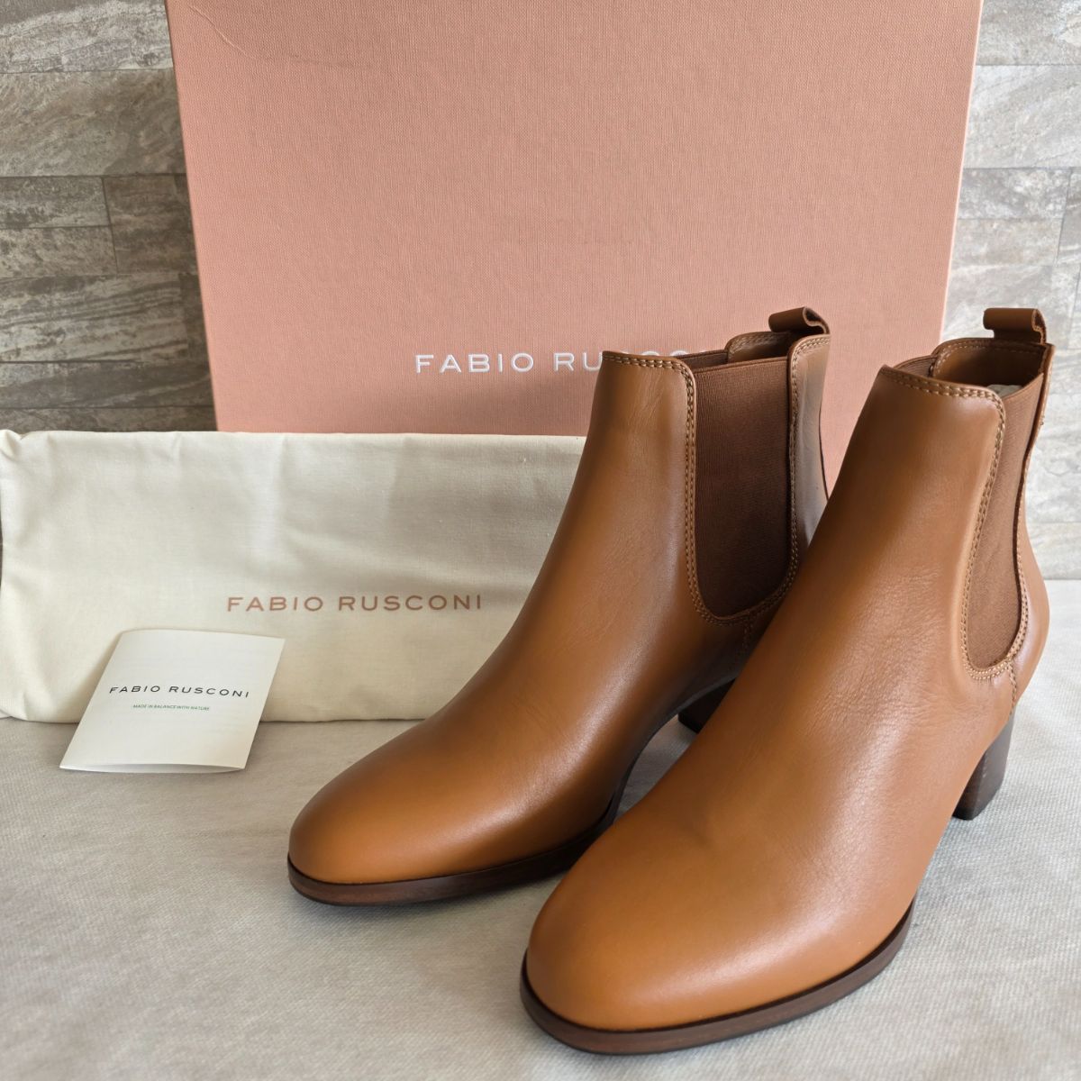 美品 FABIO RUSCONI ファビオルスコーニ サイドゴア ショートブーツ