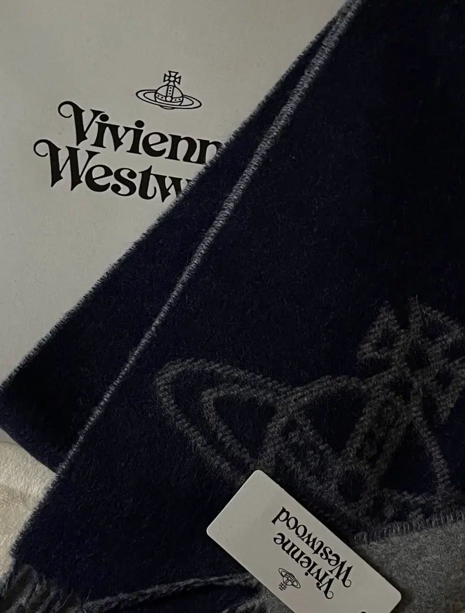 Vivienne Westwood ヴィヴィアン ウエストウッド ダブル ロゴ マフラー ミネラル グレー