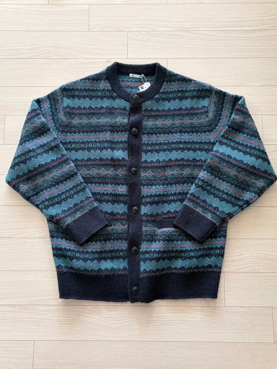 GU パフニット フェアアイル クルーネック カーディガン L 103