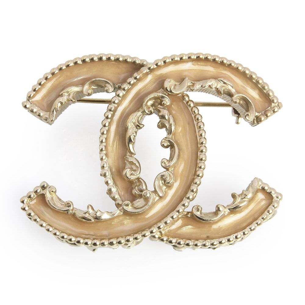 シャネル ココマーク ロココ調 アンティークデザイン ブローチ ゴールド ベージュ A 61457 CHANEL