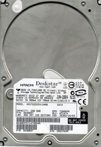 1年保証 再生品 0 A 30097 HITACHI 250 GB 7200 RPM SATA HDD