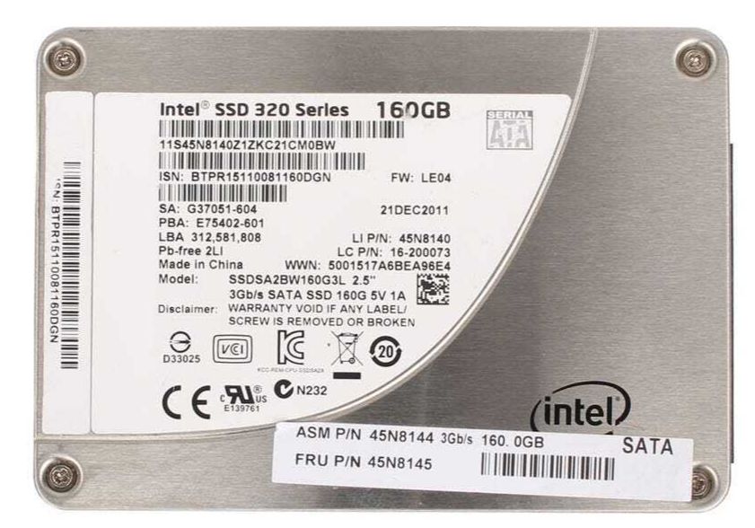 1年保証 再生品 Intel SSD 320 Series 160 GB 3 SATA 45 N 8140 Solid State Drive