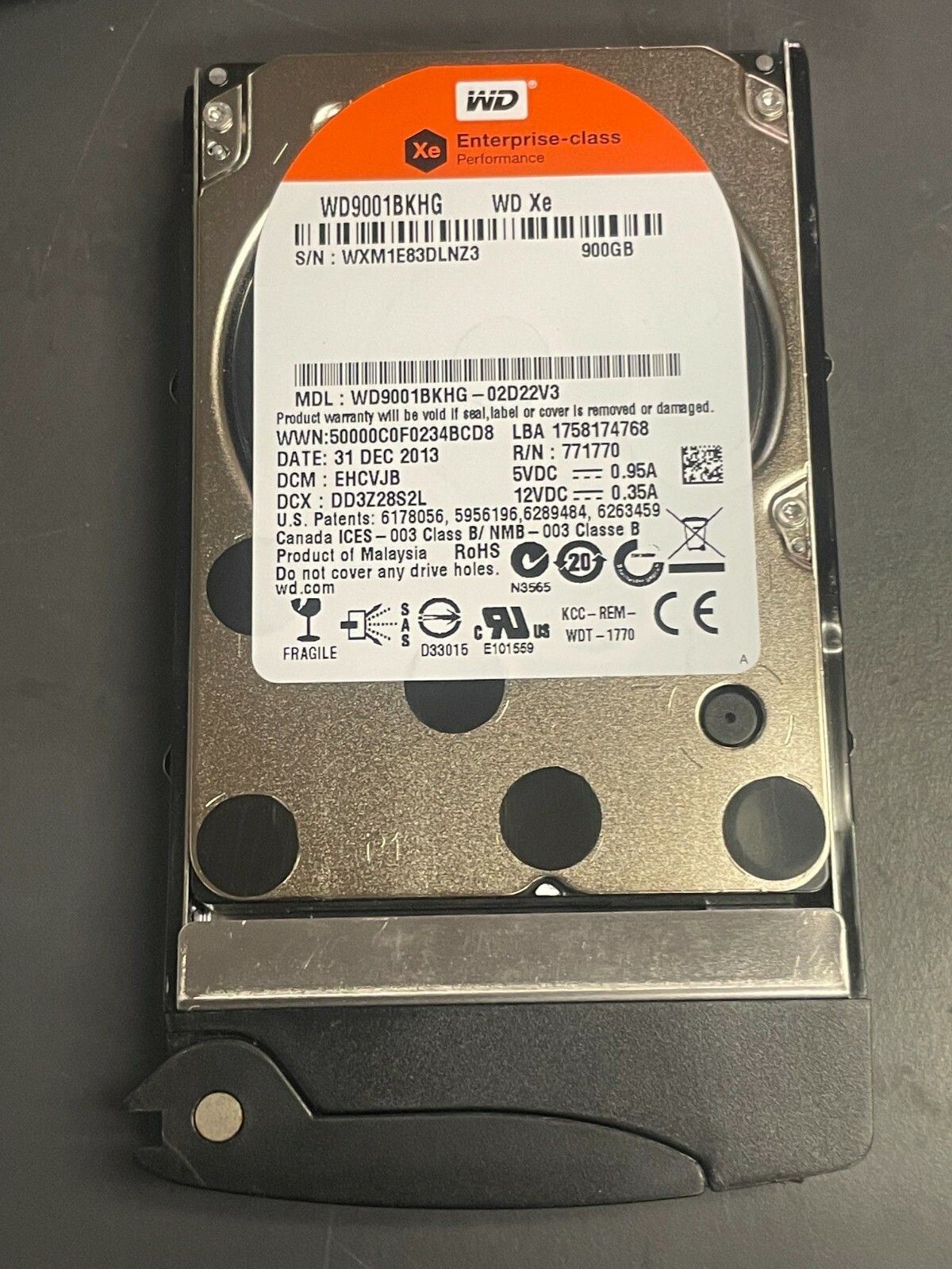 1年保証 再生品 Western Digital XE 900 GB 10000 RPM 32 MB Cache SAS 6 s 2.5 Internal