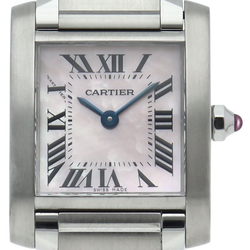 カルティエ タンクフランセーズSM ウォッチ ピンクシェル SS レディース時計 仕上げ済 美