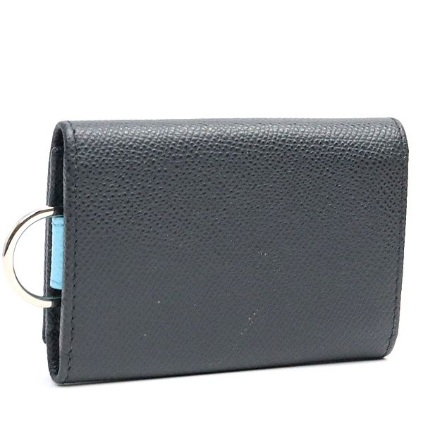 ブルガリ BVLGARI 6連キーケース レザー グレー×アクアブルー SV金具 17958
