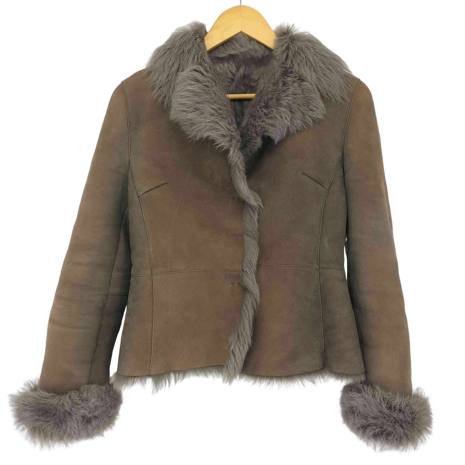 ユーズドフルギ 古着 ラムレザー スエード ファージャケット レディース 表記無