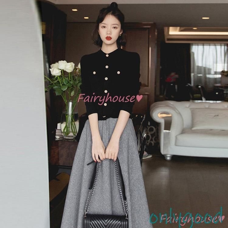 セットアップ レディース 40代 秋冬 きれいめ ワンピース 長袖ニットトップス Aラインスカート 結婚式ドレス 通勤 着痩せ オシャレ 上品