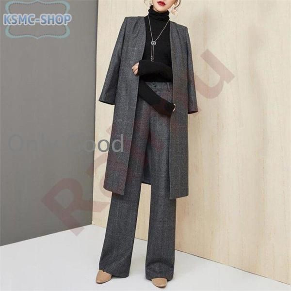 セットアップ レディース 秋冬 40代 パンツスーツ パンツセットアップ ノー コート ワイドパンツ 通勤 セレモニー 入園式 卒業式