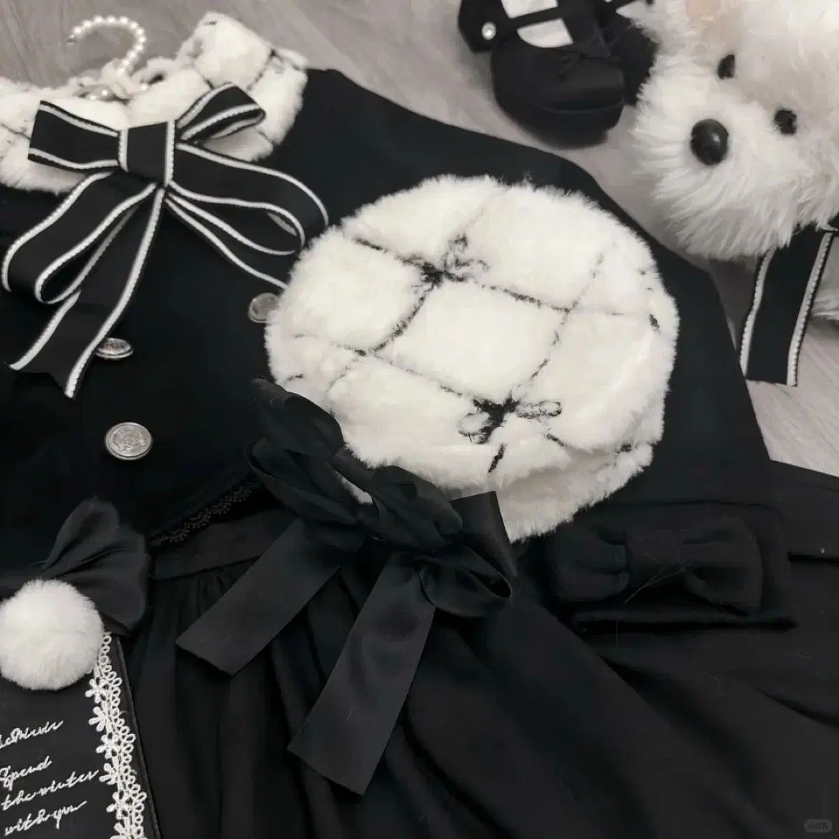  ロリータ スイート ダブル ブレステッド リボン ウール トップス ミニスカート ツーピース 3 COLOR その他 ビジネススーツ