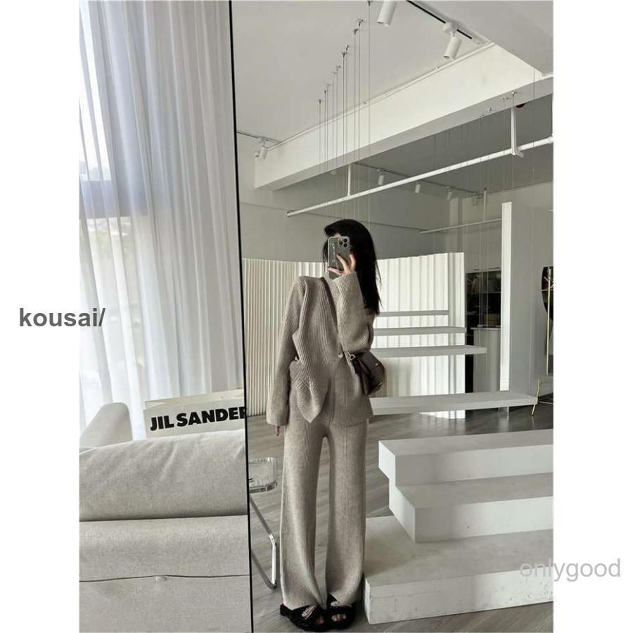 セットアップ レディース ニット ワイドパンツ セーター パンツスーツ 2点セット ニットワイドパンツ ロング丈 トップス