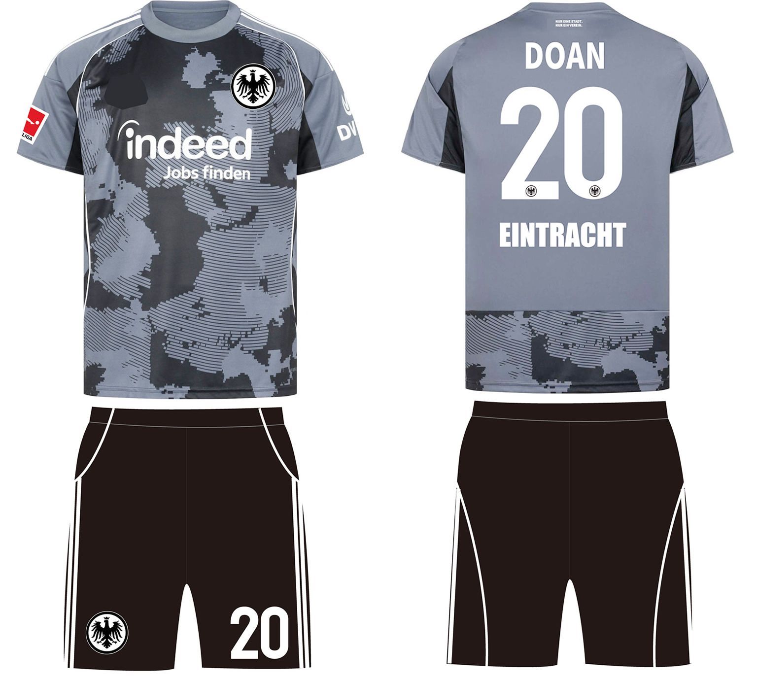 フランクフルトサード（パンツ黒） サッカーユニフォーム 堂安仕様