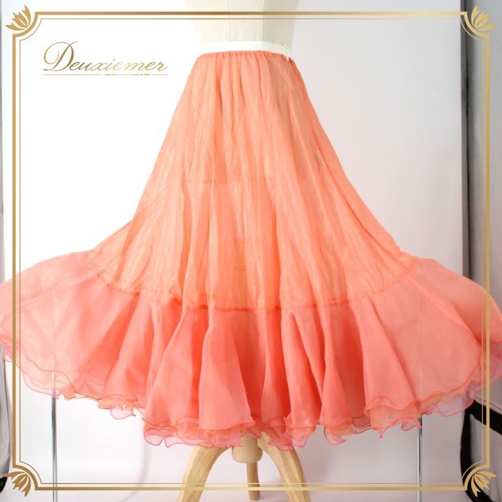 新品 豪華 社交ダンス スカート ピンク パーティ ワルツ ステージ 4840