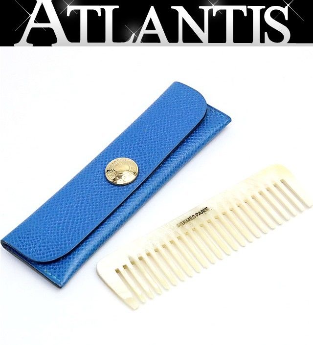 広尾店】エルメス HERMES レザーコームケース バッファローホーン 櫛付