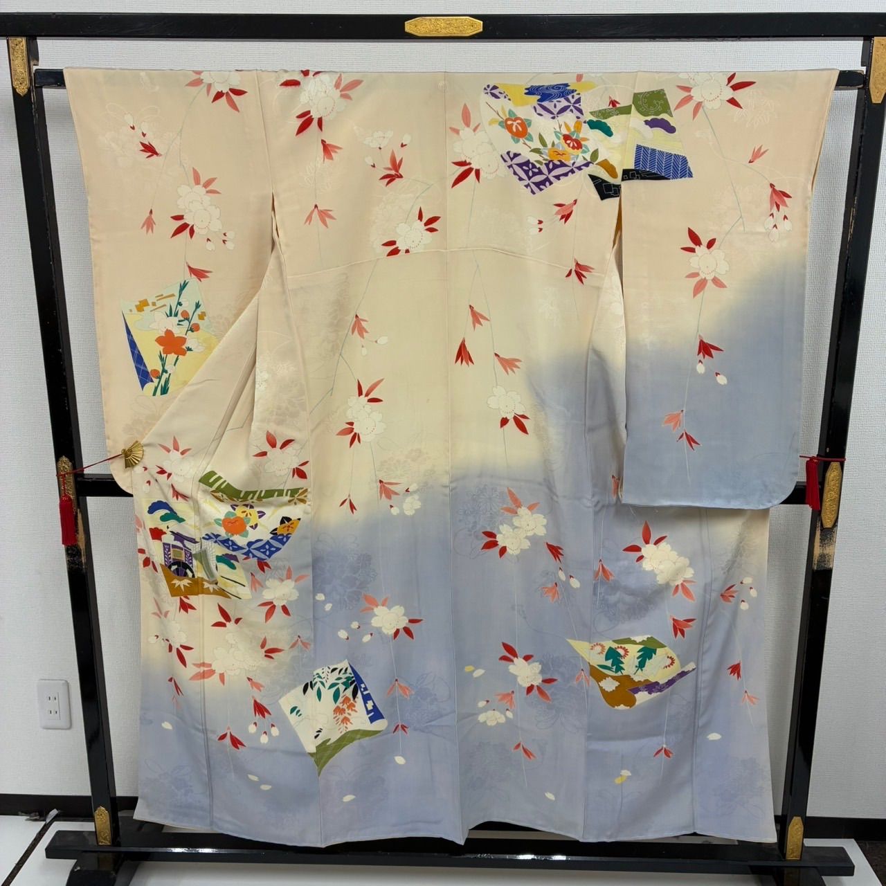 アンティーク 二尺袖 染め 小振袖 正絹 着物 MK 2387