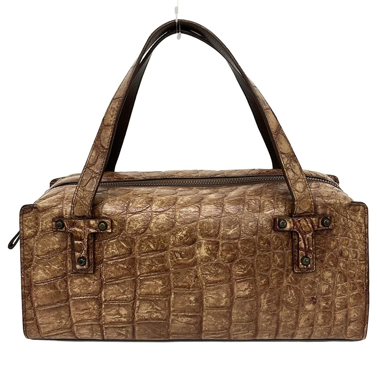 BEAUGRAND ボーグラン ハンドバッグ - ダークブラウン×ベージュ