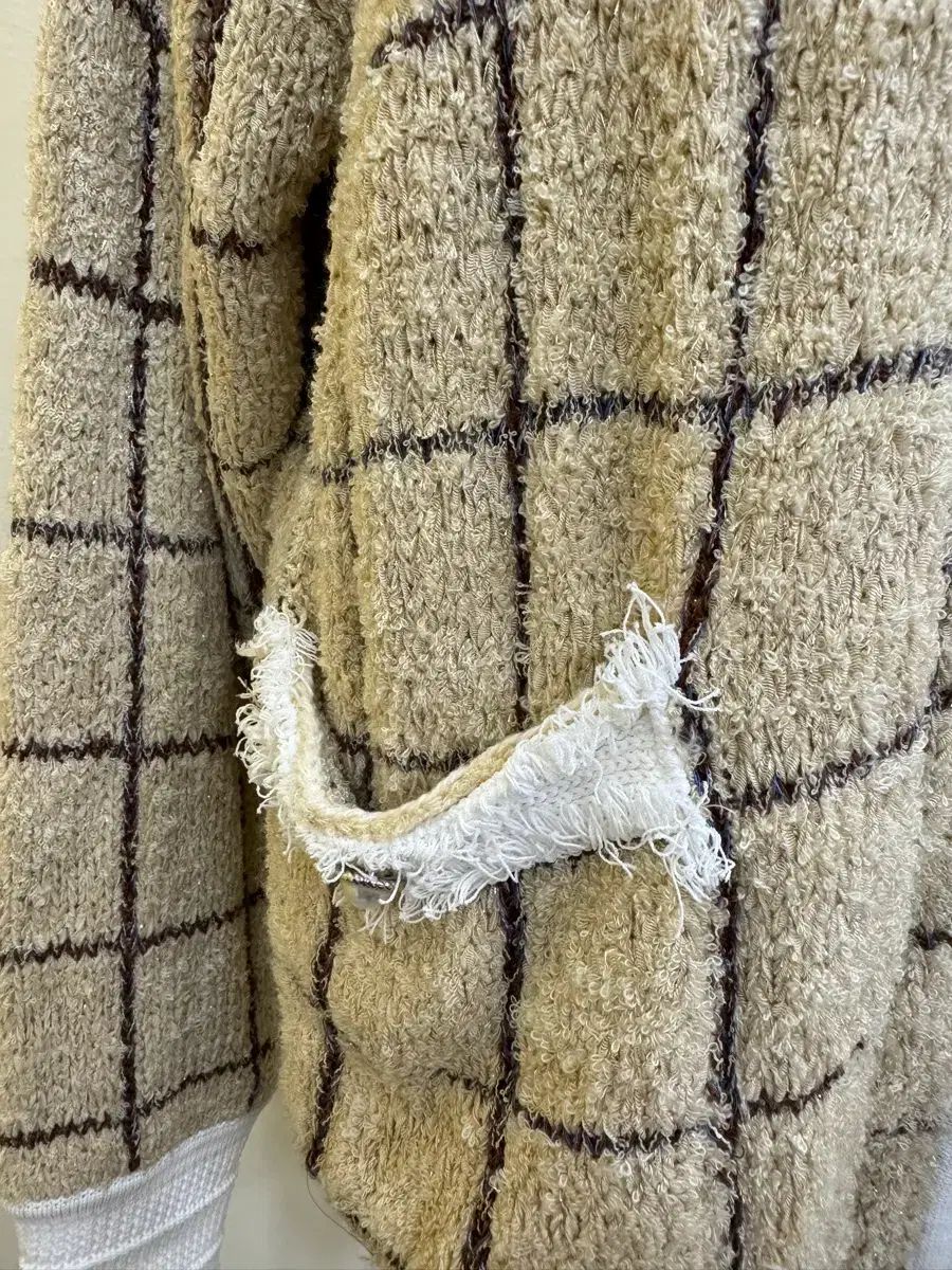 チェック パールボタン