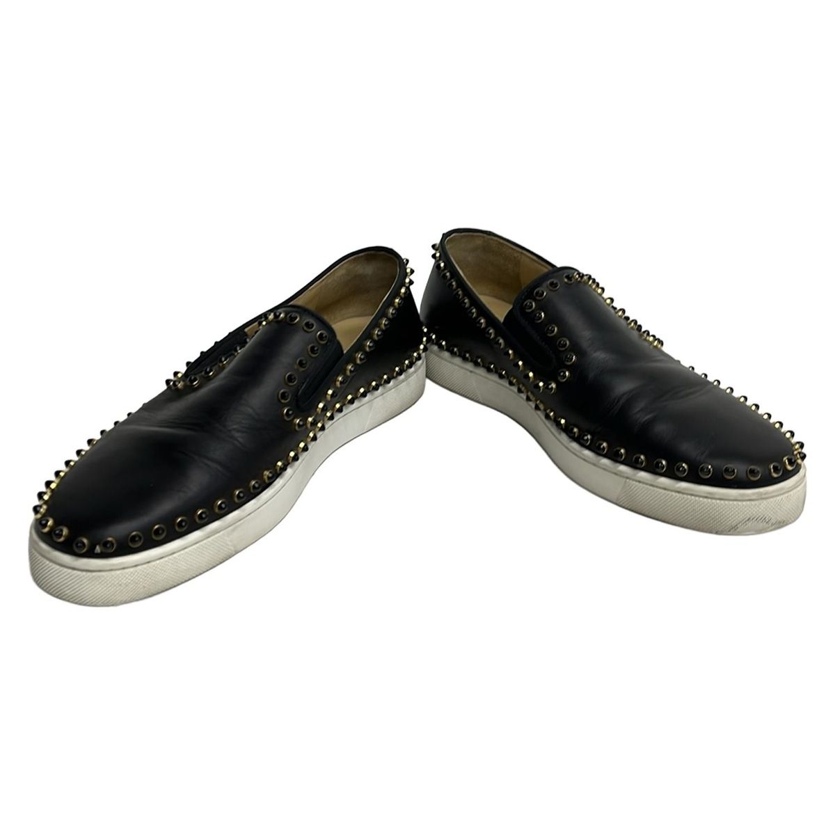 クリスチャンルブタン スリッポン 41 メンズ - 黒 スタッズ レザー