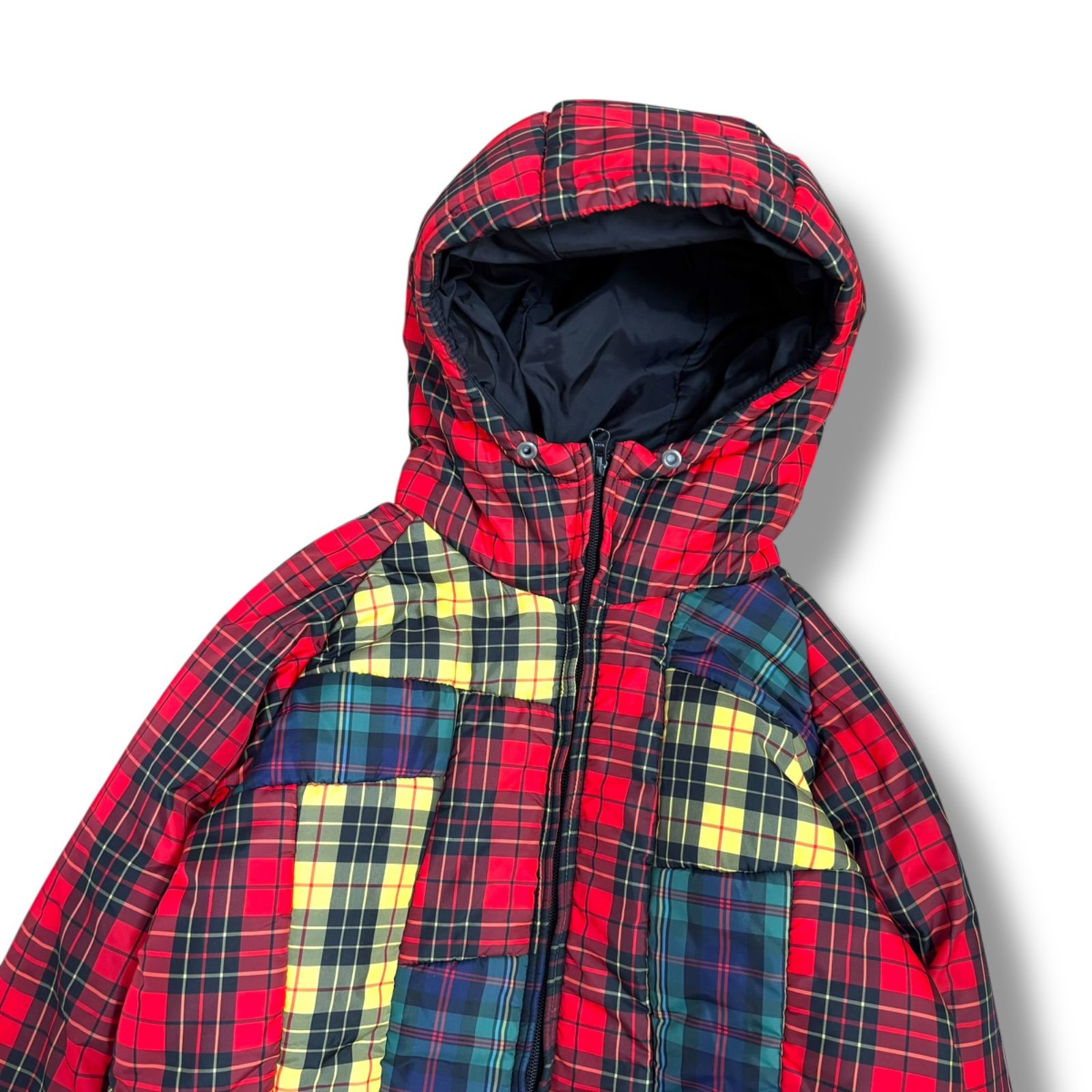 COMME des GARCONS SHIRT】カラフルチェックパッチワーク 中綿フード