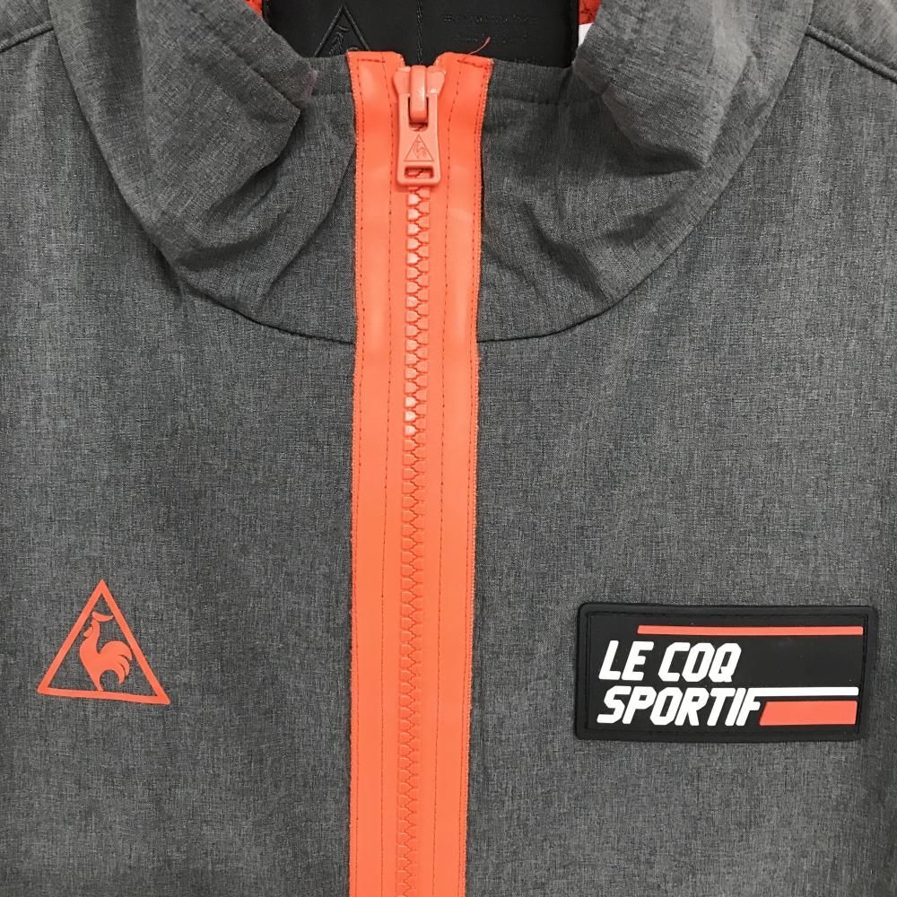 ルコック ジャケット グレー×オレンジ 胸元ロゴ 前身頃ボア裏地