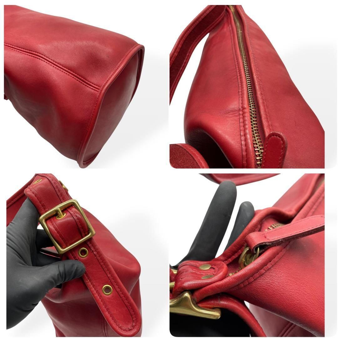 極美品 COACH オールドコーチ ショルダーバッグ バケツ USA製 本革 赤