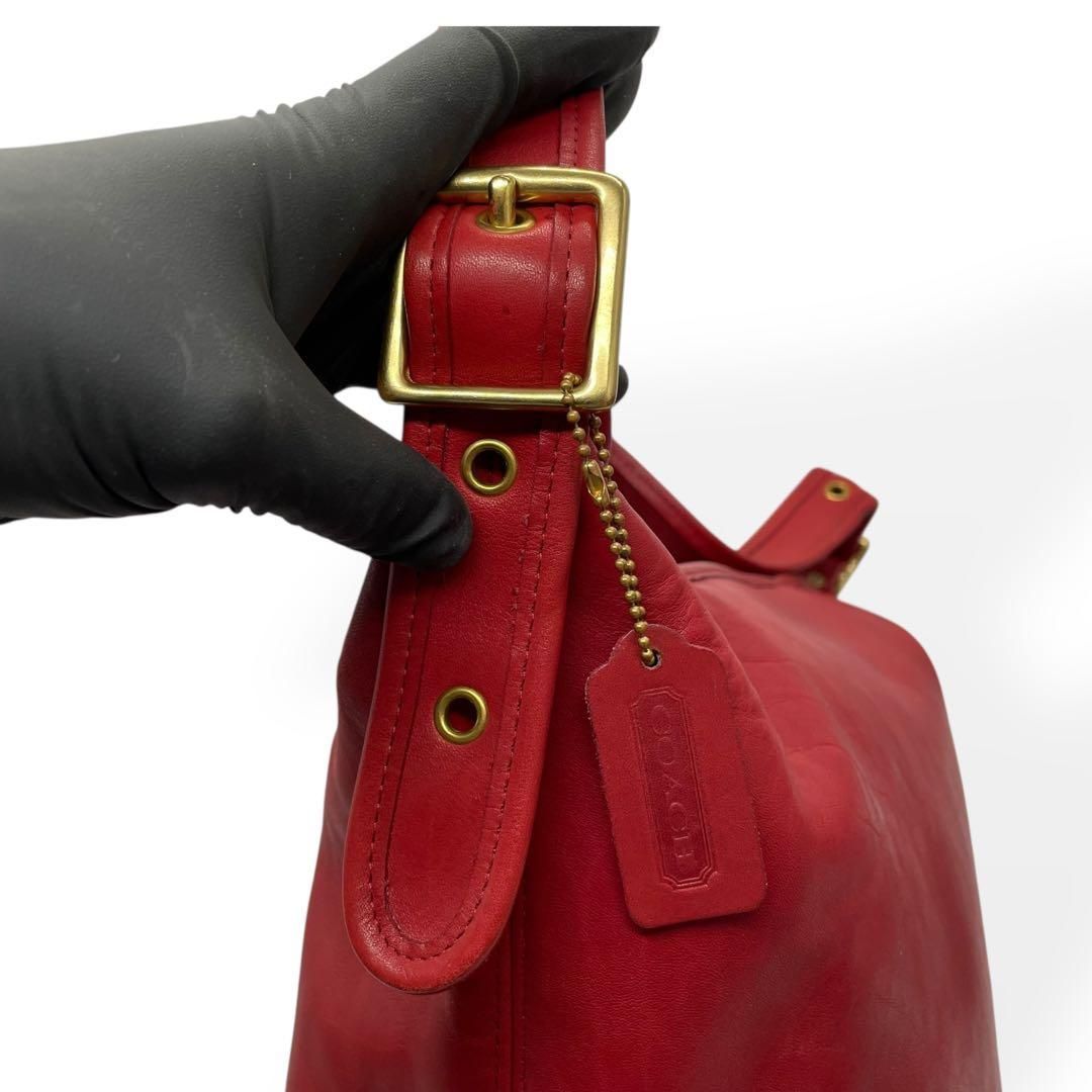 極美品 COACH オールドコーチ ショルダーバッグ バケツ USA製 本革 赤