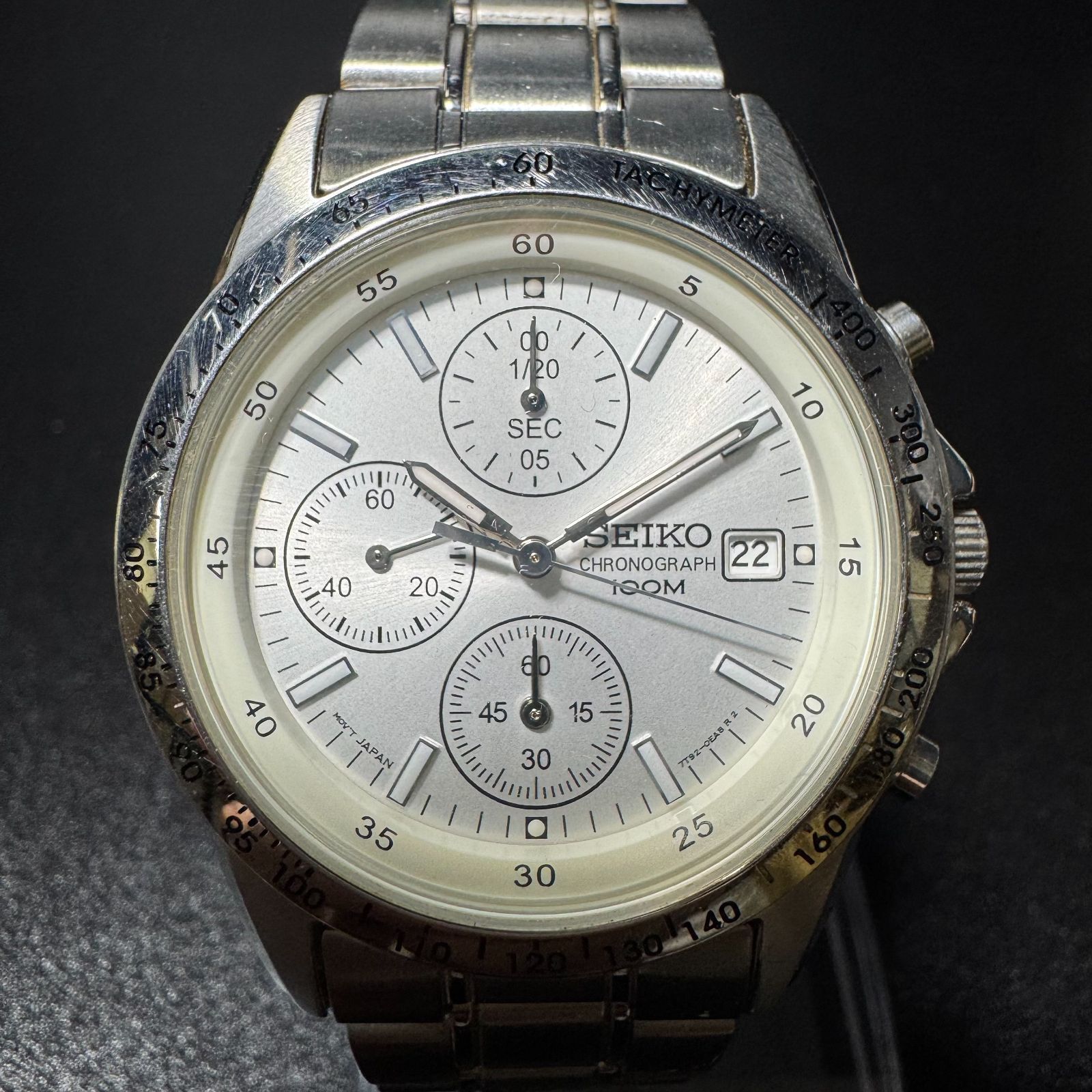 セイコー クロノグラフ時計 白文字盤 QZ