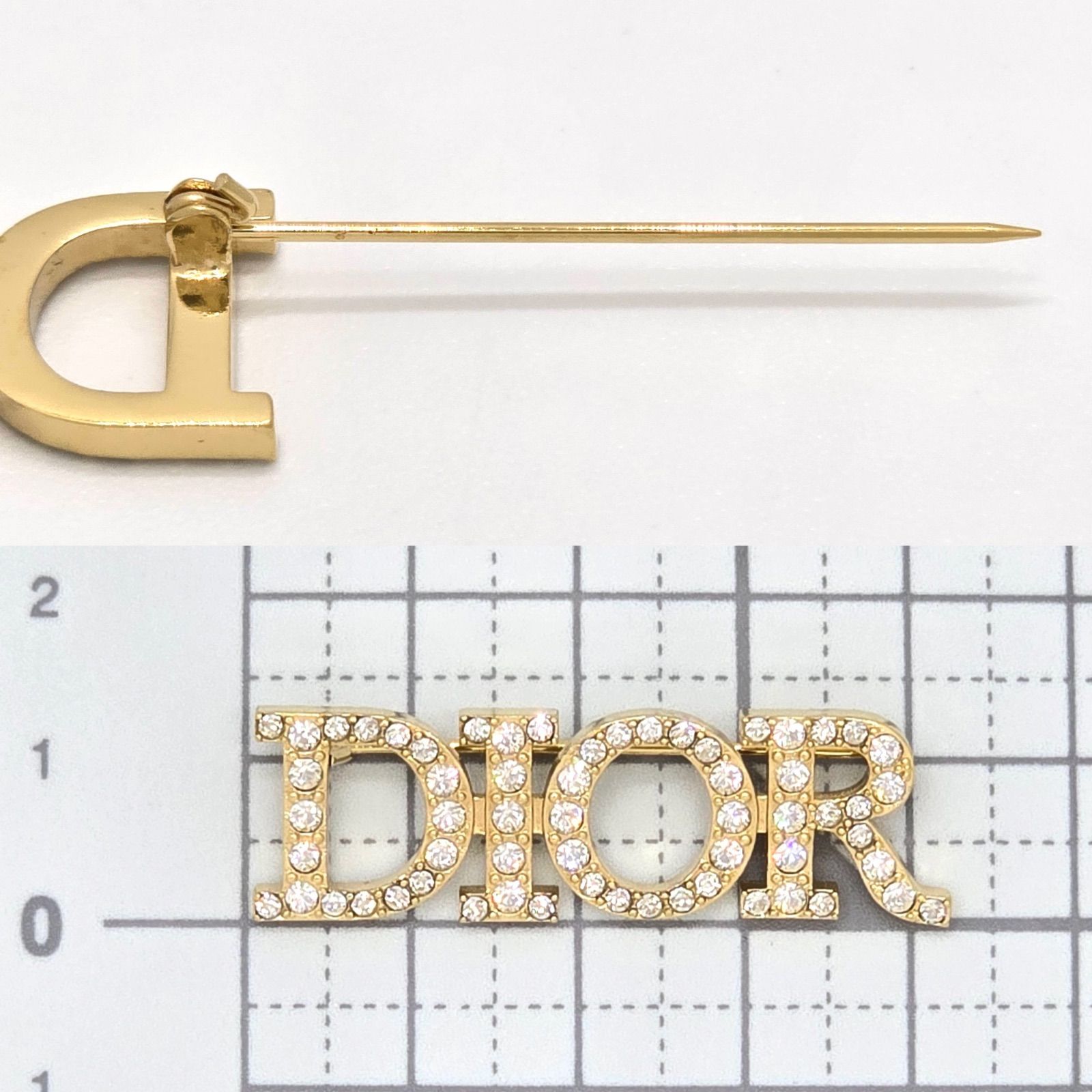 DIOR ディオール Dio(r)evolution ロゴ ブローチ クリスタル ゴールド