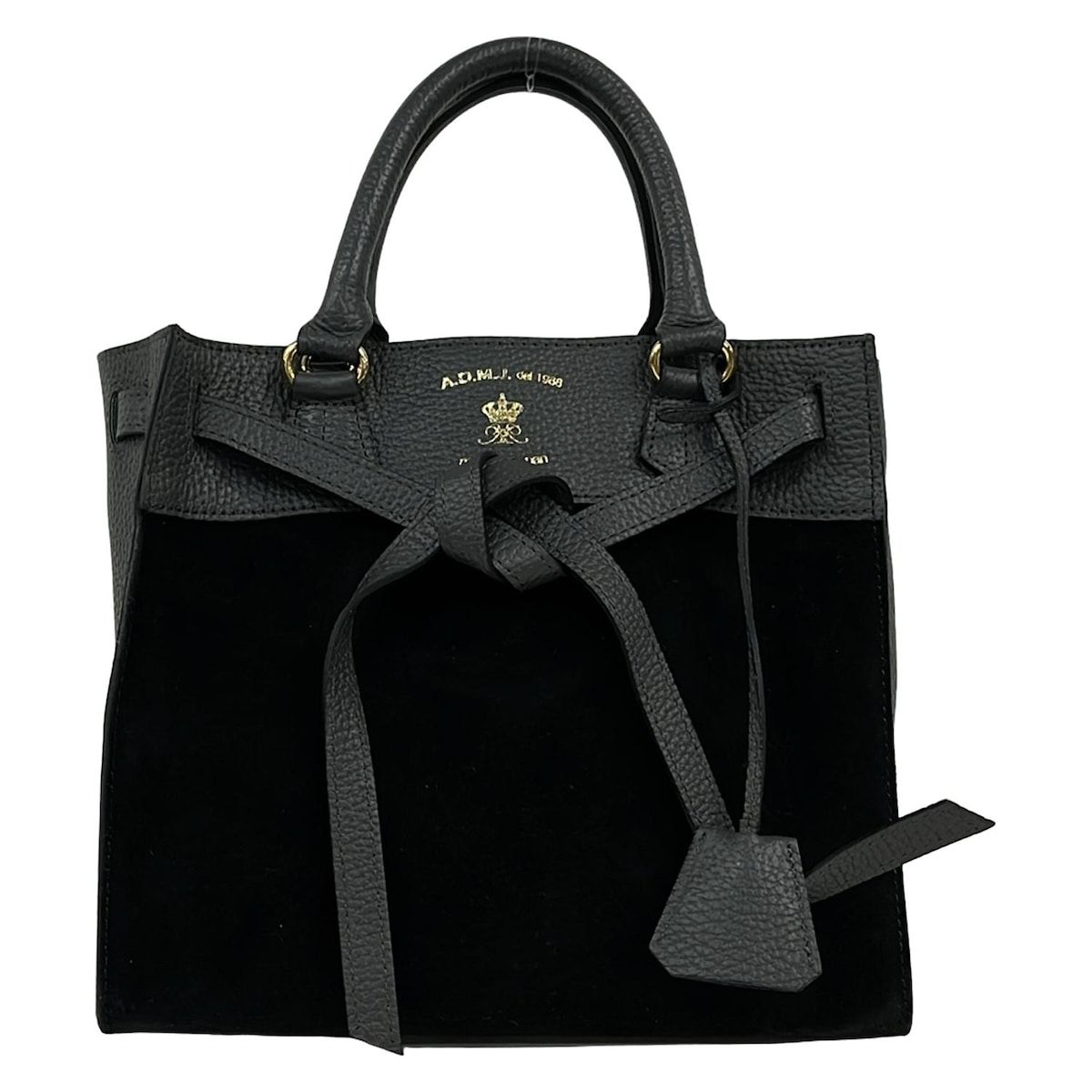 AccessoiresDeMademoiselle ADMJ アクセソワ ドゥ マドモワゼル トートバッグ - 黒×グレー レザー